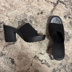 Elegant Black Heeled Mules